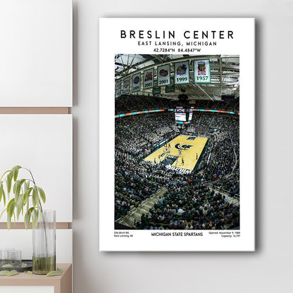 Breslin Center, Michigan State Spartans Basketball Arena Wall Art Print, Canvas Prints Wall Art, Man Cave Decor