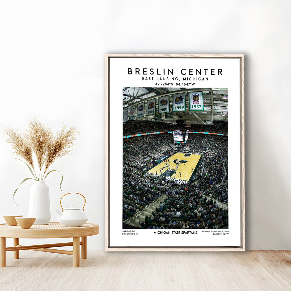 Breslin Center, Michigan State Spartans Basketball Arena Wall Art Print, Framed Canvas Prints Wall Art