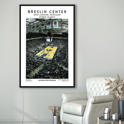 Breslin Center, Michigan State Spartans Basketball Arena Wall Art Print, Framed Canvas Prints Wall Art