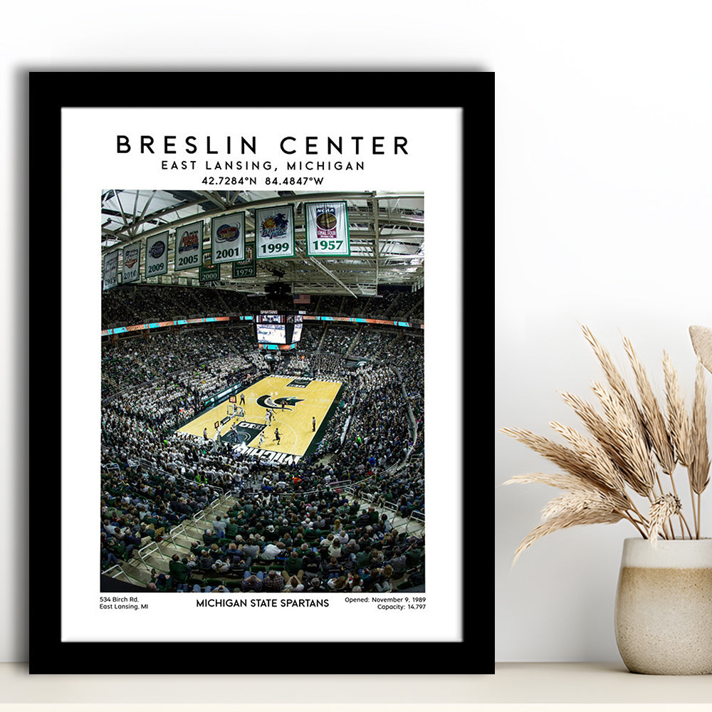 Breslin Center, Michigan State Spartans Basketball Arena Wall Art Print, Framed Art Prints Wall Decor
