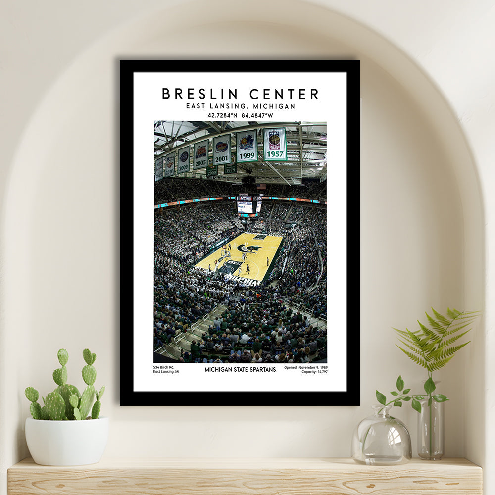 Breslin Center, Michigan State Spartans Basketball Arena Wall Art Print, Framed Art Prints Wall Decor