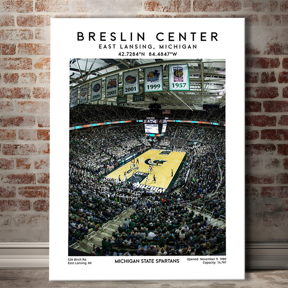 Breslin Center, Michigan State Spartans Basketball Arena Wall Art Print, Canvas Prints Wall Art, Man Cave Decor