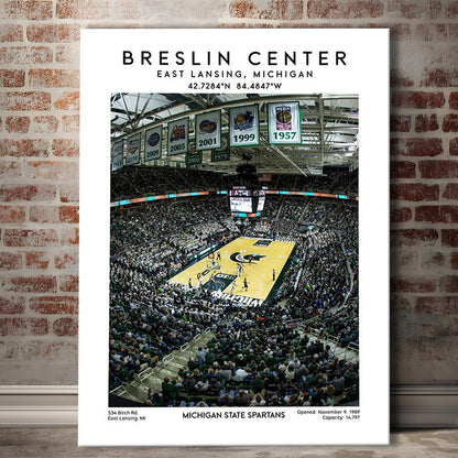 Breslin Center, Michigan State Spartans Basketball Arena Wall Art Print, Canvas Prints Wall Art, Man Cave Decor