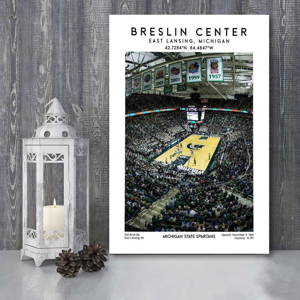 Breslin Center, Michigan State Spartans Basketball Arena Wall Art Print, Canvas Prints Wall Art, Man Cave Decor