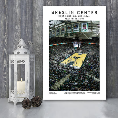 Breslin Center, Michigan State Spartans Basketball Arena Wall Art Print, Canvas Prints Wall Art, Man Cave Decor