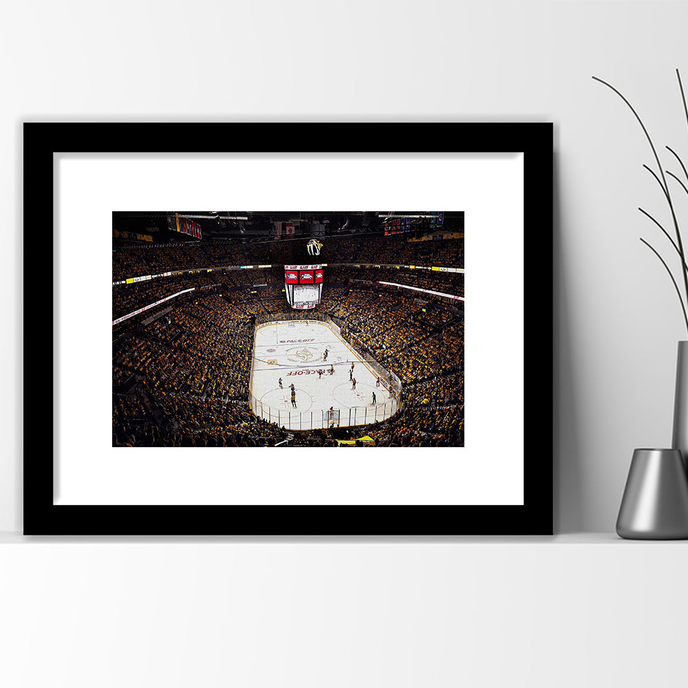 Bridgestone Arena Nashville, Stadium Canvas, Sport Art, Gift for him, White Border Framed Art Print Wall Decor
