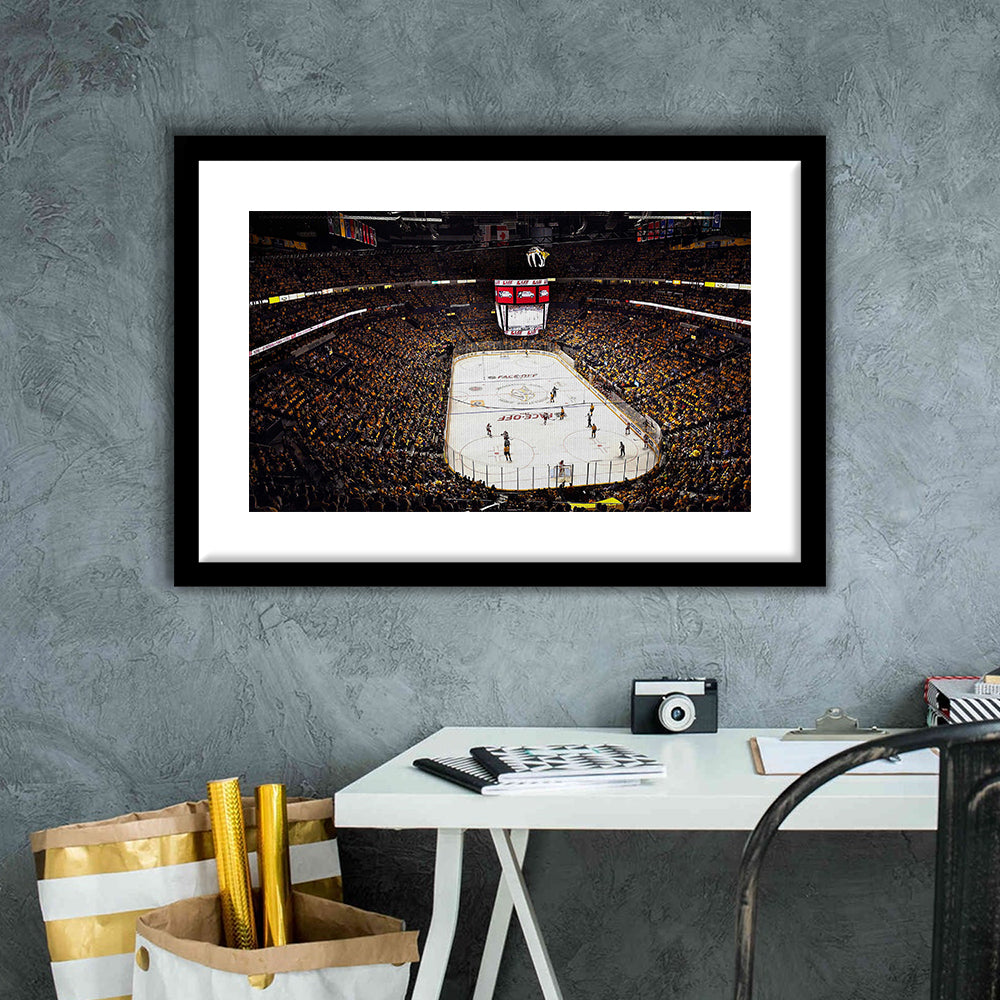 Bridgestone Arena Nashville, Stadium Canvas, Sport Art, Gift for him, White Border Framed Art Print Wall Decor