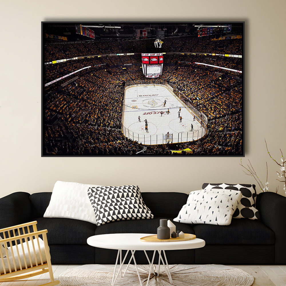 Bridgestone Arena Nashville, Stadium Canvas, Sport Art, Framed Canvas Print Wall Art, Floating Frame