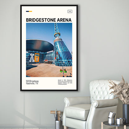 Bridgestone Arena Print, Nashville Predators Stadium Canvas Art, Man Cave Gift, Floating Framed Canvas Print Wall Art