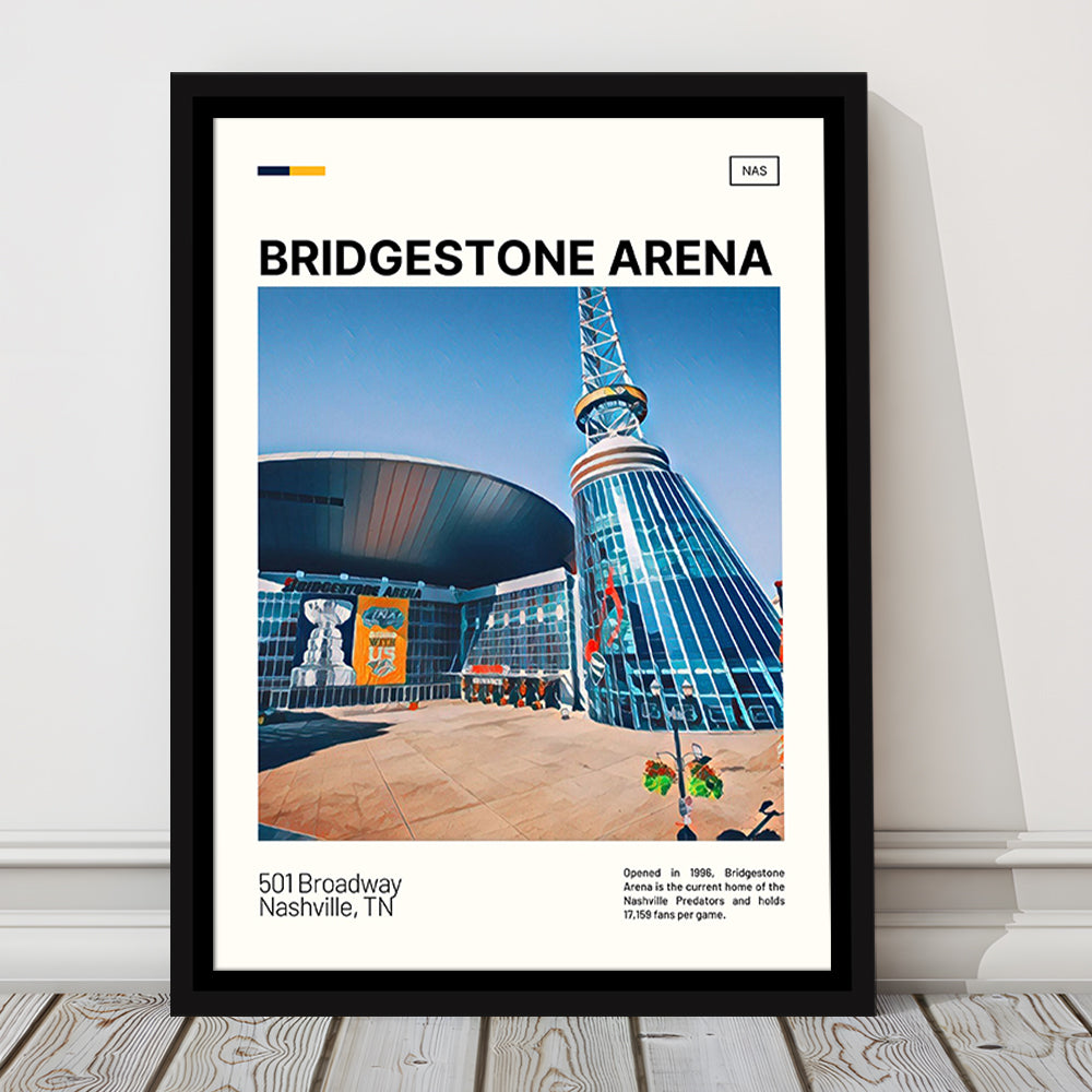 Bridgestone Arena Print, Nashville Predators Stadium Canvas Art, Man Cave Gift, Floating Framed Canvas Print Wall Art