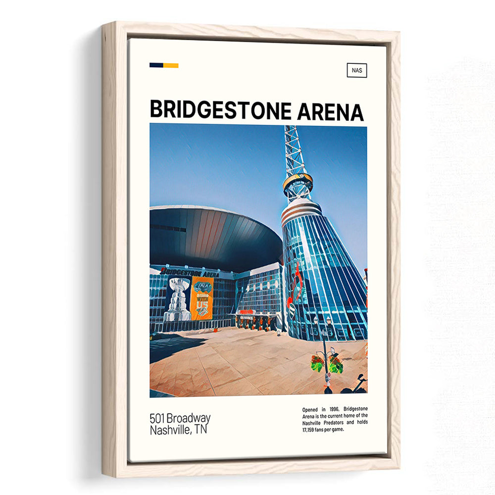 Bridgestone Arena Print, Nashville Predators Stadium Canvas Art, Man Cave Gift, Floating Framed Canvas Print Wall Art