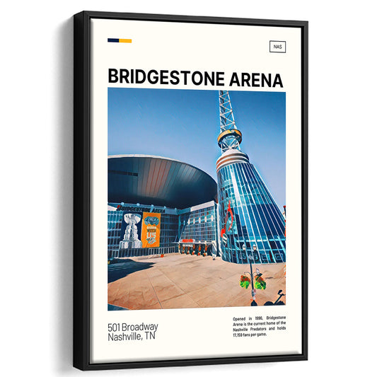 Bridgestone Arena Print, Nashville Predators Stadium Canvas Art, Man Cave Gift, Floating Framed Canvas Print Wall Art