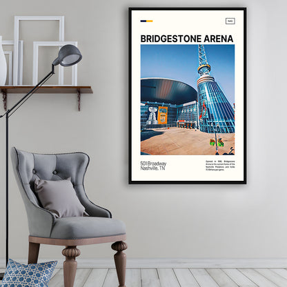 Bridgestone Arena Print, Nashville Predators Stadium Canvas Art, Man Cave Gift, Floating Framed Canvas Print Wall Art