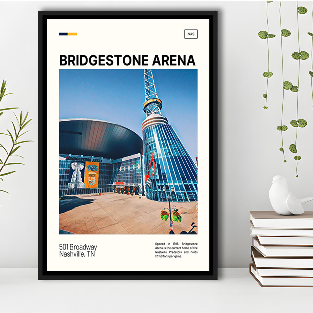 Bridgestone Arena Print, Nashville Predators Stadium Canvas Art, Man Cave Gift, Floating Framed Canvas Print Wall Art
