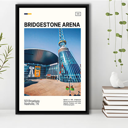 Bridgestone Arena Print, Nashville Predators Stadium Canvas Art, Man Cave Gift, Floating Framed Canvas Print Wall Art
