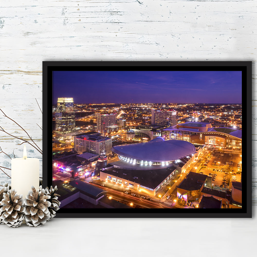 Bridgestone Arena, Stadium Canvas, Sport Art, Framed Canvas Print Wall Art, Floating Frame