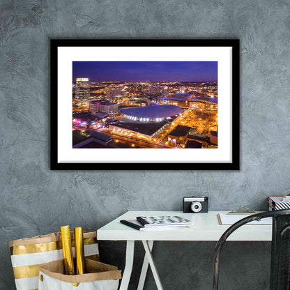 Bridgestone Arena, Stadium Canvas, Sport Art, Gift for him, White Border Framed Art Print Wall Decor