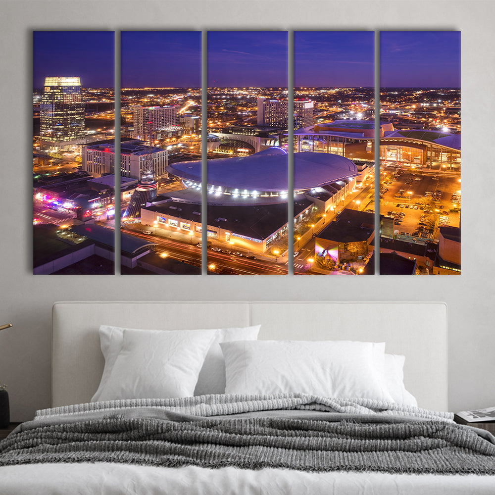 Bridgestone Arena, Stadium Canvas, Sport Art, 5 Panel B, Extra Large Canvas, Canvas Print Wall Art