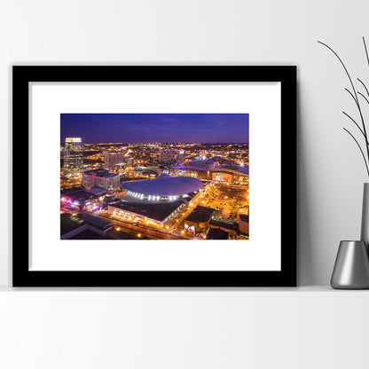 Bridgestone Arena, Stadium Canvas, Sport Art, Gift for him, White Border Framed Art Print Wall Decor