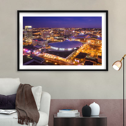 Bridgestone Arena, Stadium Canvas, Sport Art, Gift for him, White Border Framed Art Print Wall Decor