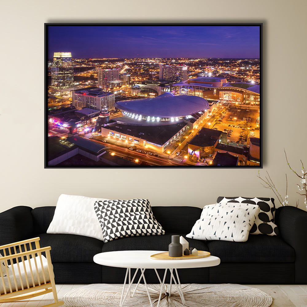 Bridgestone Arena, Stadium Canvas, Sport Art, Framed Canvas Print Wall Art, Floating Frame
