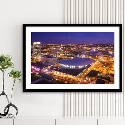 Bridgestone Arena, Stadium Canvas, Sport Art, Gift for him, White Border Framed Art Print Wall Decor