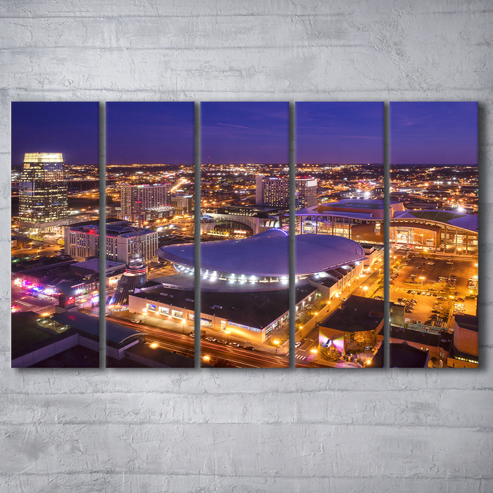 Bridgestone Arena, Stadium Canvas, Sport Art, 5 Panel B, Extra Large Canvas, Canvas Print Wall Art