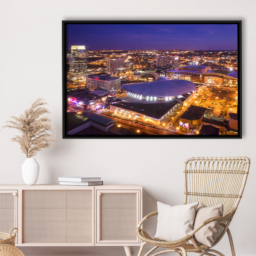 Bridgestone Arena, Stadium Canvas, Sport Art, Framed Canvas Print Wall Art, Floating Frame