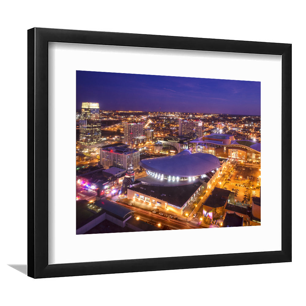 Bridgestone Arena, Stadium Canvas, Sport Art, Gift for him, White Border Framed Art Print Wall Decor