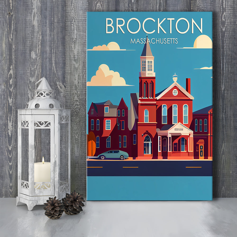 Brockton Massachusetts Retro Art Print, Brockton City Wall Art, Canvas Print, Painting Canvas, Living Room Decor