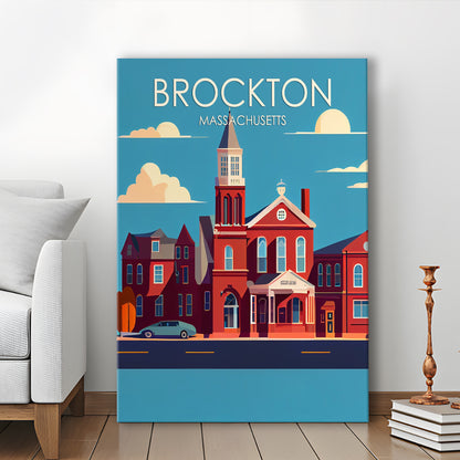Brockton Massachusetts Retro Art Print, Brockton City Wall Art, Canvas Print, Painting Canvas, Living Room Decor