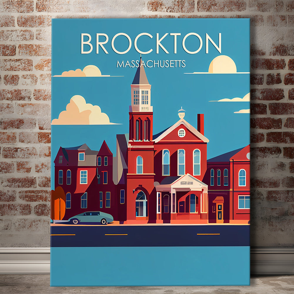 Brockton Massachusetts Retro Art Print, Brockton City Wall Art, Canvas Print, Painting Canvas, Living Room Decor