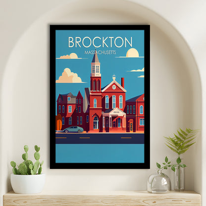 Brockton Massachusetts Retro Art Print, Brockton City Wall Art, Framed Art Print, Picture Framed, Painting Art