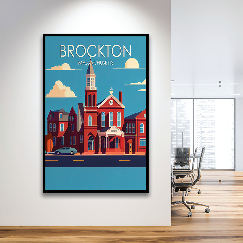 Brockton Massachusetts Retro Art Print, Brockton City Wall Art, Framed Art Print, Picture Framed, Painting Art