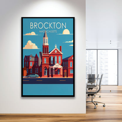 Brockton Massachusetts Retro Art Print, Brockton City Wall Art, Framed Art Print, Picture Framed, Painting Art