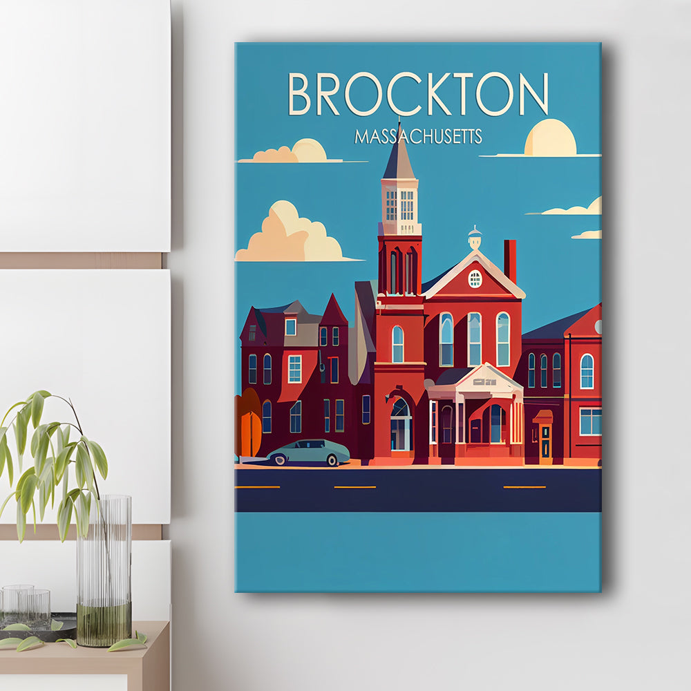 Brockton Massachusetts Retro Art Print, Brockton City Wall Art, Canvas Print, Painting Canvas, Living Room Decor