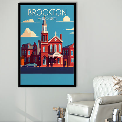 Brockton Massachusetts Retro Art Print, Brockton City Wall Art, Framed Art Print, Picture Framed, Painting Art