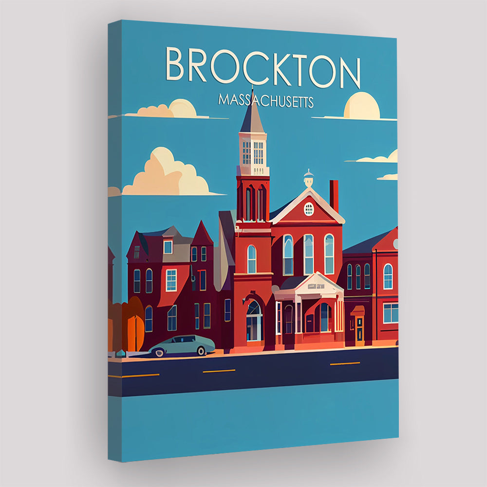 Brockton Massachusetts Retro Art Print, Brockton City Wall Art, Canvas Print, Painting Canvas, Living Room Decor