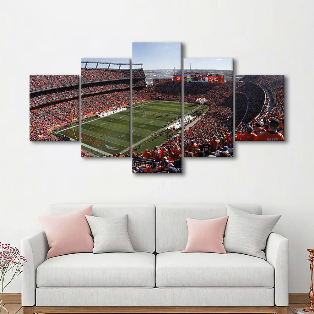 Broncos Stadium at Mile High, Stadium Canvas, Sport Art, Gift for him, 5 Panel, Large Canvas, Canvas Print Wall Art