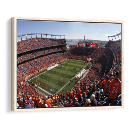 Broncos Stadium at Mile High, Stadium Canvas, Sport Art, Framed Canvas Print Wall Art, Floating Frame