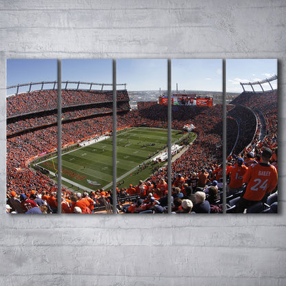 Broncos Stadium at Mile High, Stadium Canvas, Sport Art, 5 Panel B, Extra Large Canvas, Canvas Print Wall Art