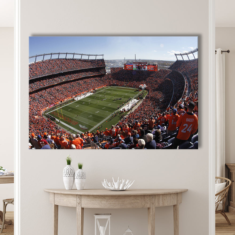 Broncos Stadium at Mile High, Stadium Canvas, Sport Art, Gift for him, Man Cave Decor, Art Print, Canvas Print Wall Art