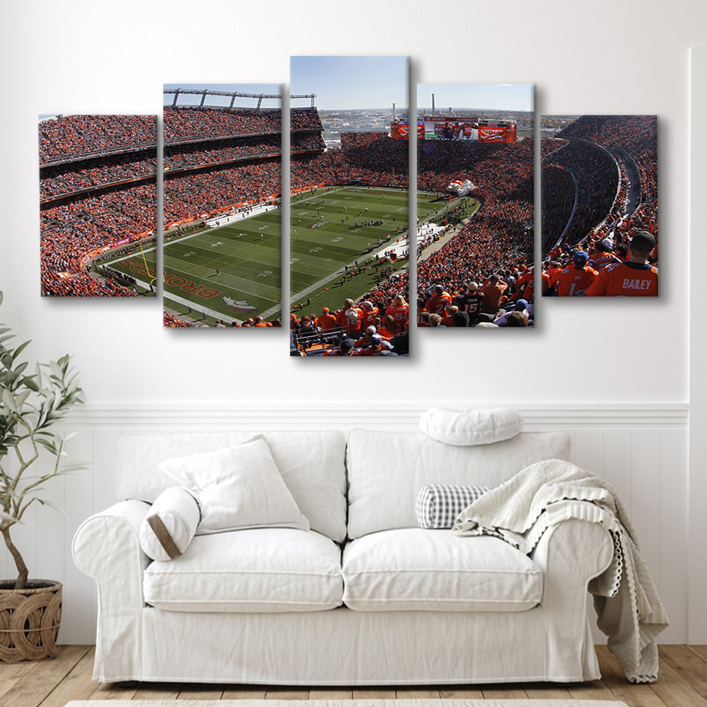 Broncos Stadium at Mile High, Stadium Canvas, Sport Art, Gift for him, 5 Panel, Large Canvas, Canvas Print Wall Art