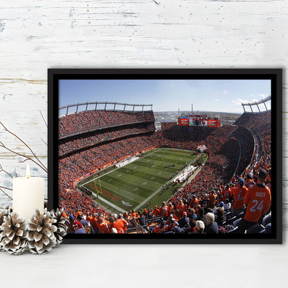 Broncos Stadium at Mile High, Stadium Canvas, Sport Art, Framed Canvas Print Wall Art, Floating Frame