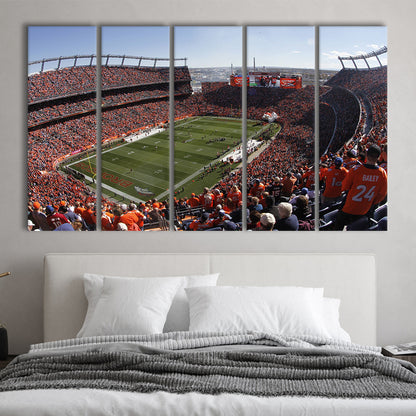 Broncos Stadium at Mile High, Stadium Canvas, Sport Art, 5 Panel B, Extra Large Canvas, Canvas Print Wall Art