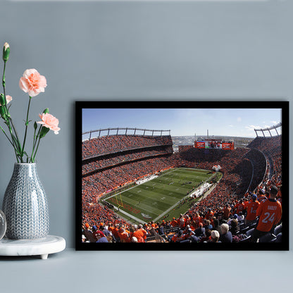 Broncos Stadium at Mile High, Stadium Canvas, Sport Art, Gift for him, Framed Art Print Wall Decor, Picture Framed