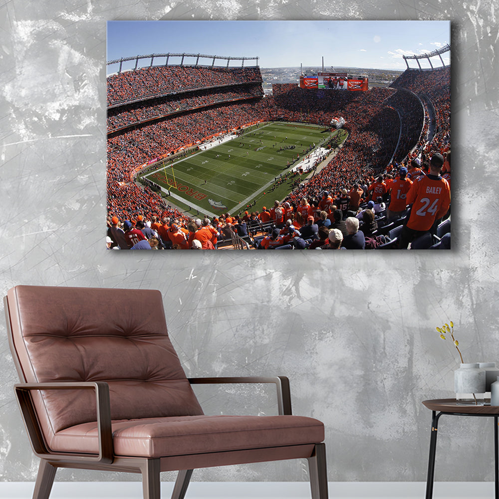 Broncos Stadium at Mile High, Stadium Canvas, Sport Art, Gift for him, Man Cave Decor, Art Print, Canvas Print Wall Art