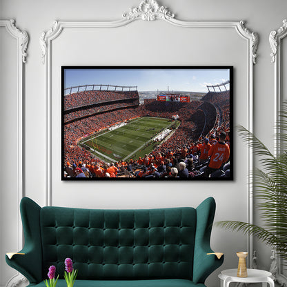Broncos Stadium at Mile High, Stadium Canvas, Sport Art, Gift for him, Framed Art Print Wall Decor, Picture Framed