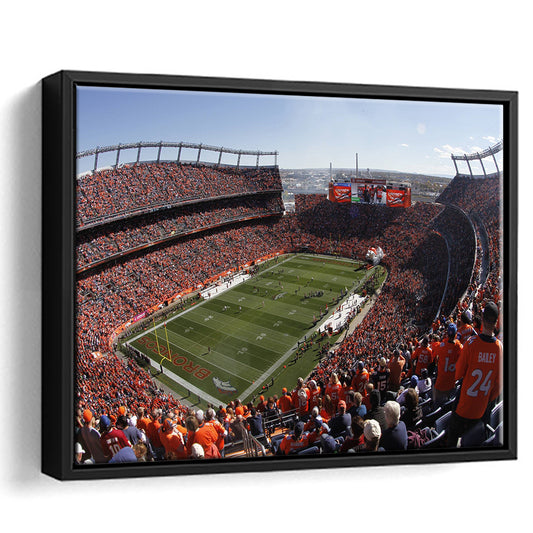 Broncos Stadium at Mile High, Stadium Canvas, Sport Art, Framed Canvas Print Wall Art, Floating Frame