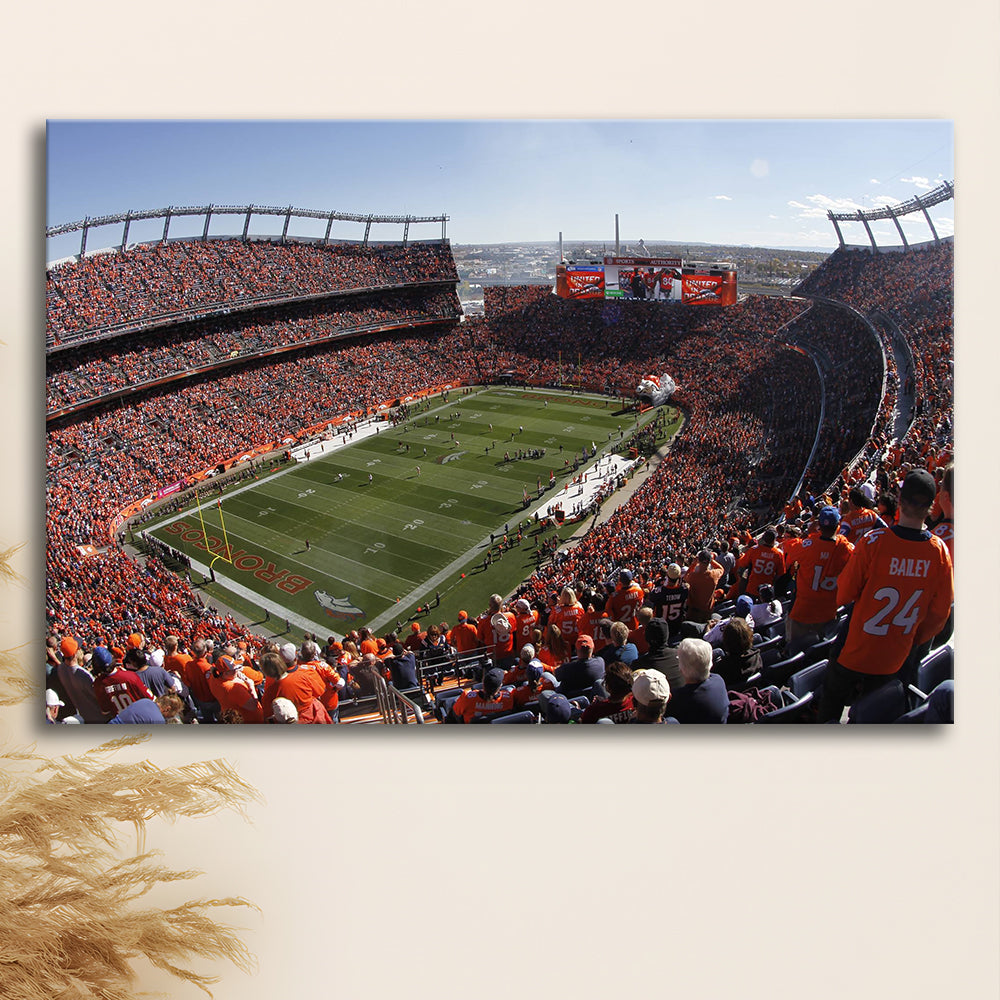 Broncos Stadium at Mile High, Stadium Canvas, Sport Art, Gift for him, Man Cave Decor, Art Print, Canvas Print Wall Art